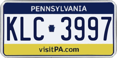 PA license plate KLC3997
