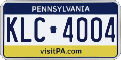 PA license plate KLC4004