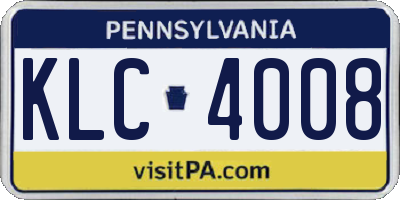 PA license plate KLC4008