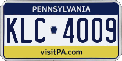 PA license plate KLC4009