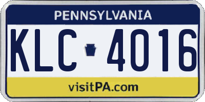 PA license plate KLC4016