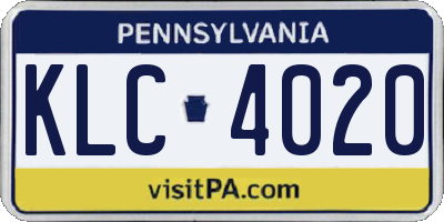 PA license plate KLC4020