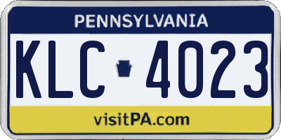 PA license plate KLC4023