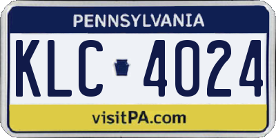 PA license plate KLC4024