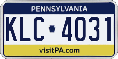 PA license plate KLC4031