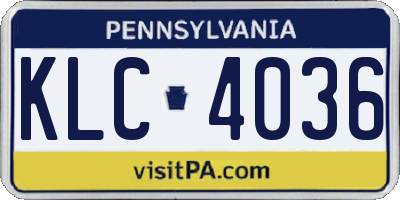 PA license plate KLC4036