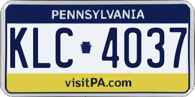 PA license plate KLC4037