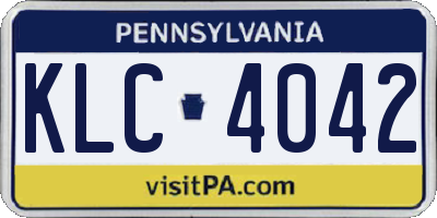 PA license plate KLC4042