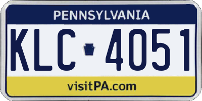 PA license plate KLC4051