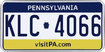 PA license plate KLC4066