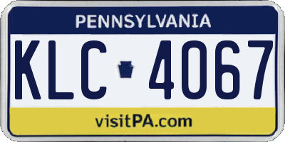 PA license plate KLC4067