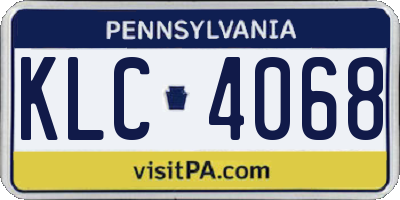 PA license plate KLC4068