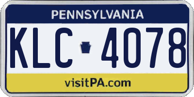 PA license plate KLC4078