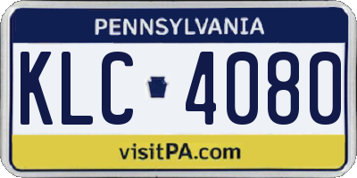 PA license plate KLC4080