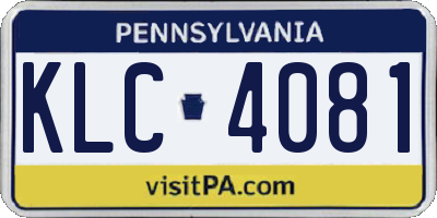 PA license plate KLC4081