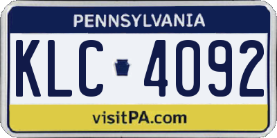 PA license plate KLC4092