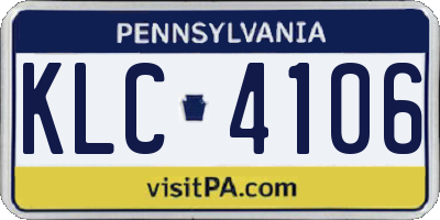 PA license plate KLC4106