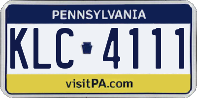 PA license plate KLC4111