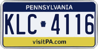 PA license plate KLC4116