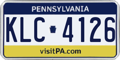 PA license plate KLC4126