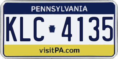 PA license plate KLC4135