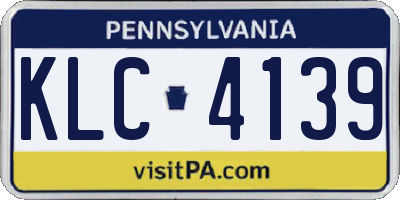 PA license plate KLC4139