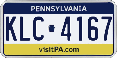 PA license plate KLC4167