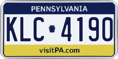 PA license plate KLC4190