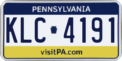 PA license plate KLC4191
