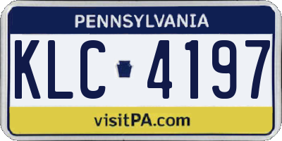 PA license plate KLC4197