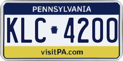 PA license plate KLC4200