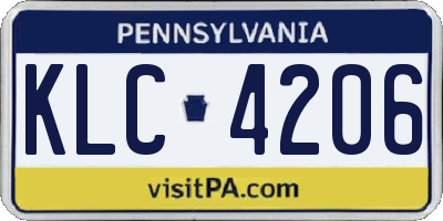 PA license plate KLC4206