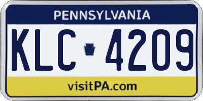 PA license plate KLC4209