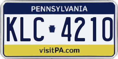 PA license plate KLC4210