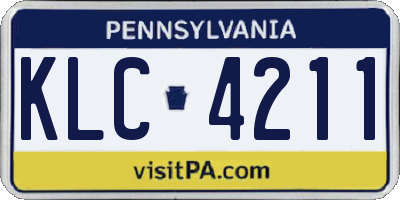 PA license plate KLC4211