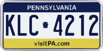 PA license plate KLC4212