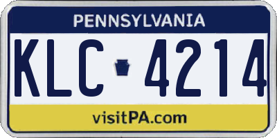 PA license plate KLC4214