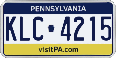 PA license plate KLC4215