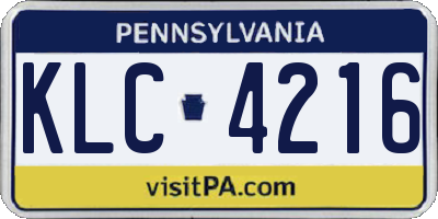 PA license plate KLC4216