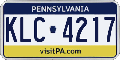 PA license plate KLC4217
