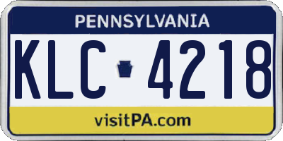 PA license plate KLC4218