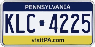 PA license plate KLC4225