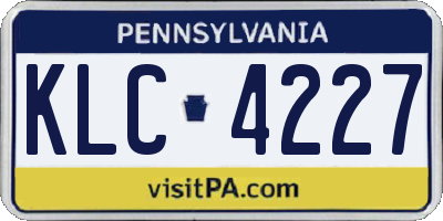 PA license plate KLC4227