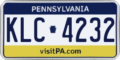 PA license plate KLC4232