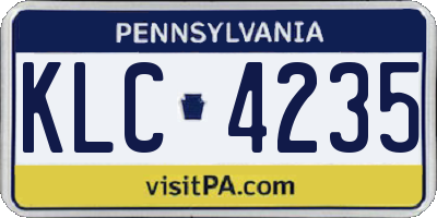 PA license plate KLC4235