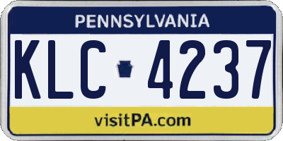 PA license plate KLC4237