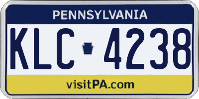 PA license plate KLC4238