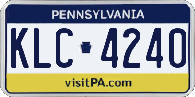 PA license plate KLC4240