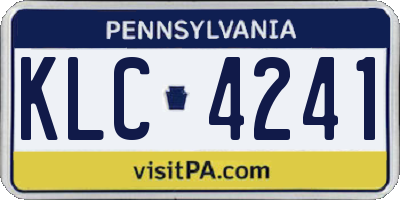 PA license plate KLC4241