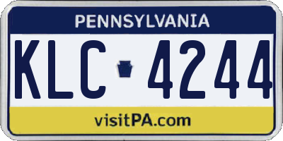 PA license plate KLC4244